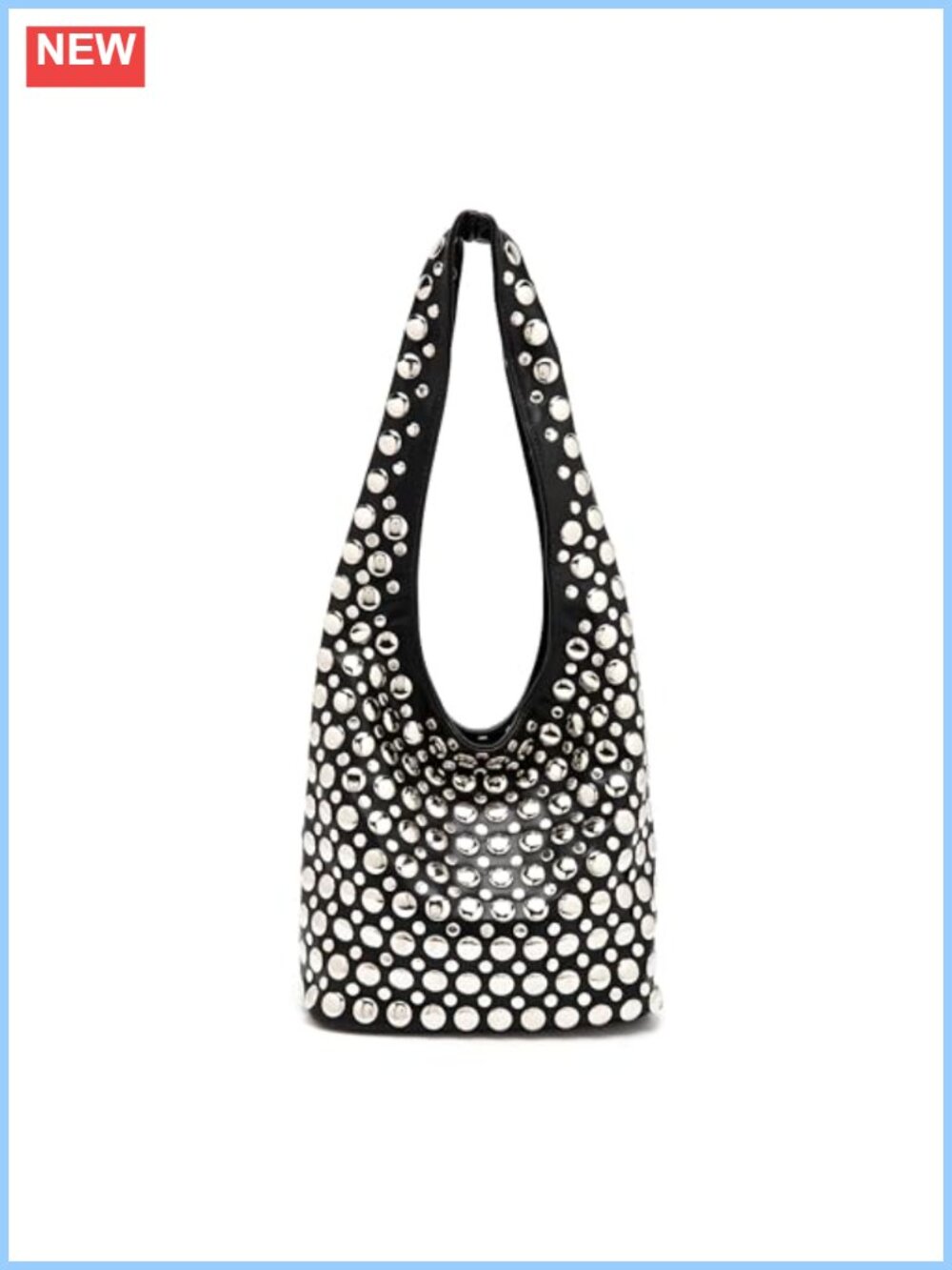 Studded Hobo Bag PU Leather Rivets Bucket Purse for Women